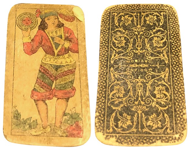 A playing card, front and back